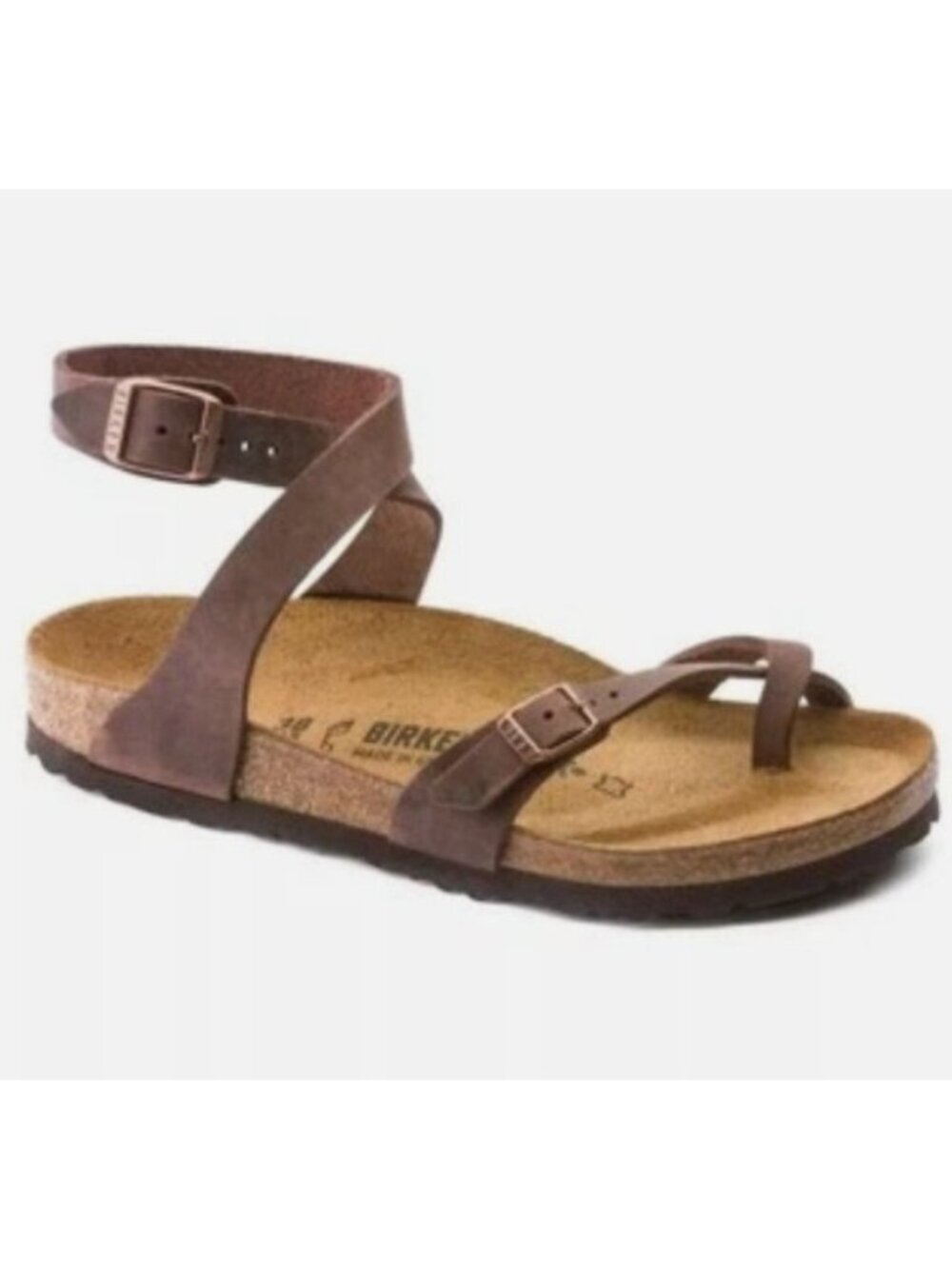 Birkenstock Yara Brown Leather Ankle Strap Toe Loop Sandals EU 38 US 7